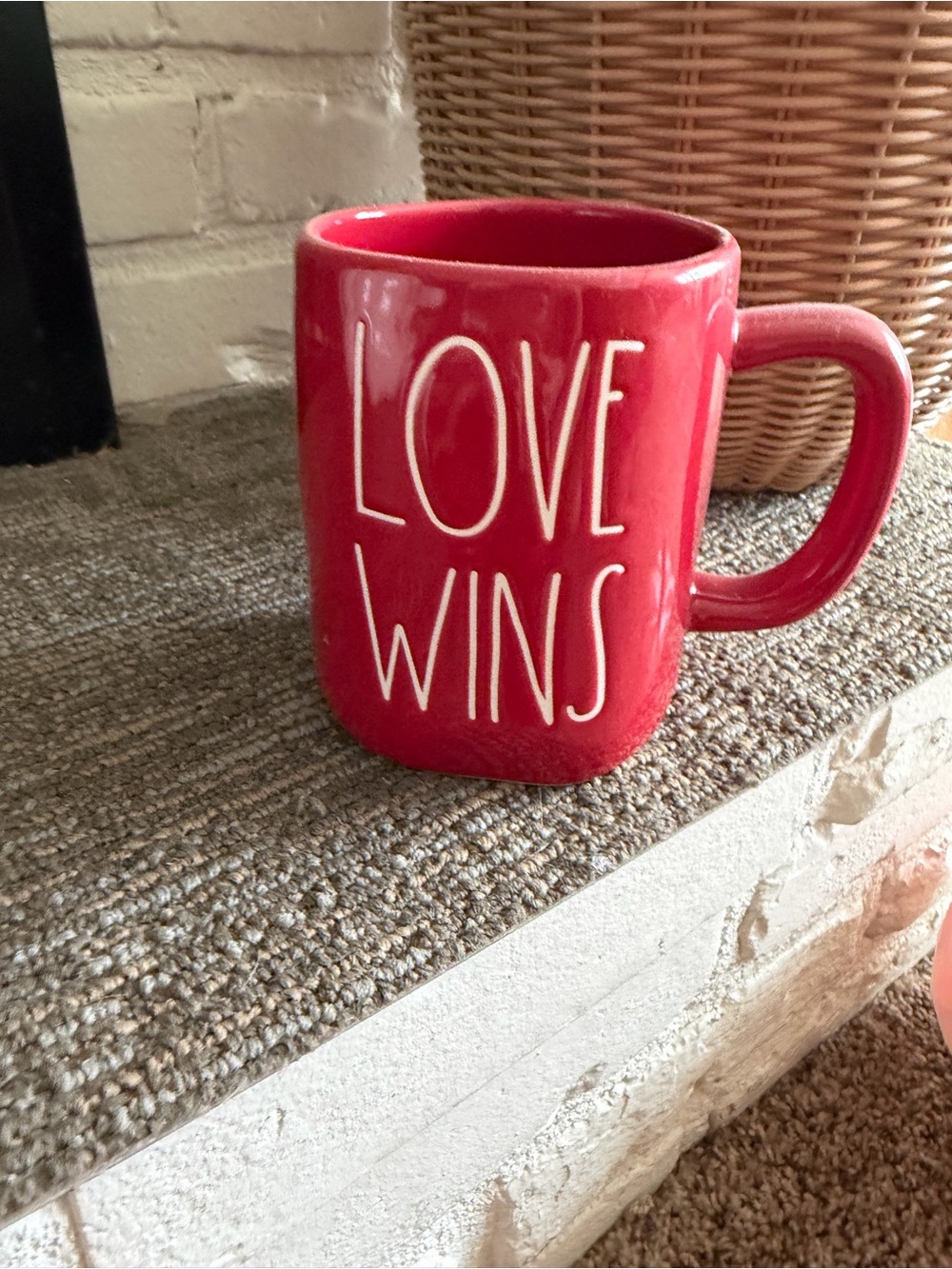Rae Dunn Red "Love Wins" Ceramic Mug